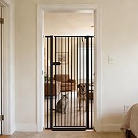 Lumizone Extra Tall 55.12" Cat Dog Gate - Pressure Mounted No Drill, 1.37" Gap, Auto-Close, One-Handed, Extra Wide 29.92-34.24" Black