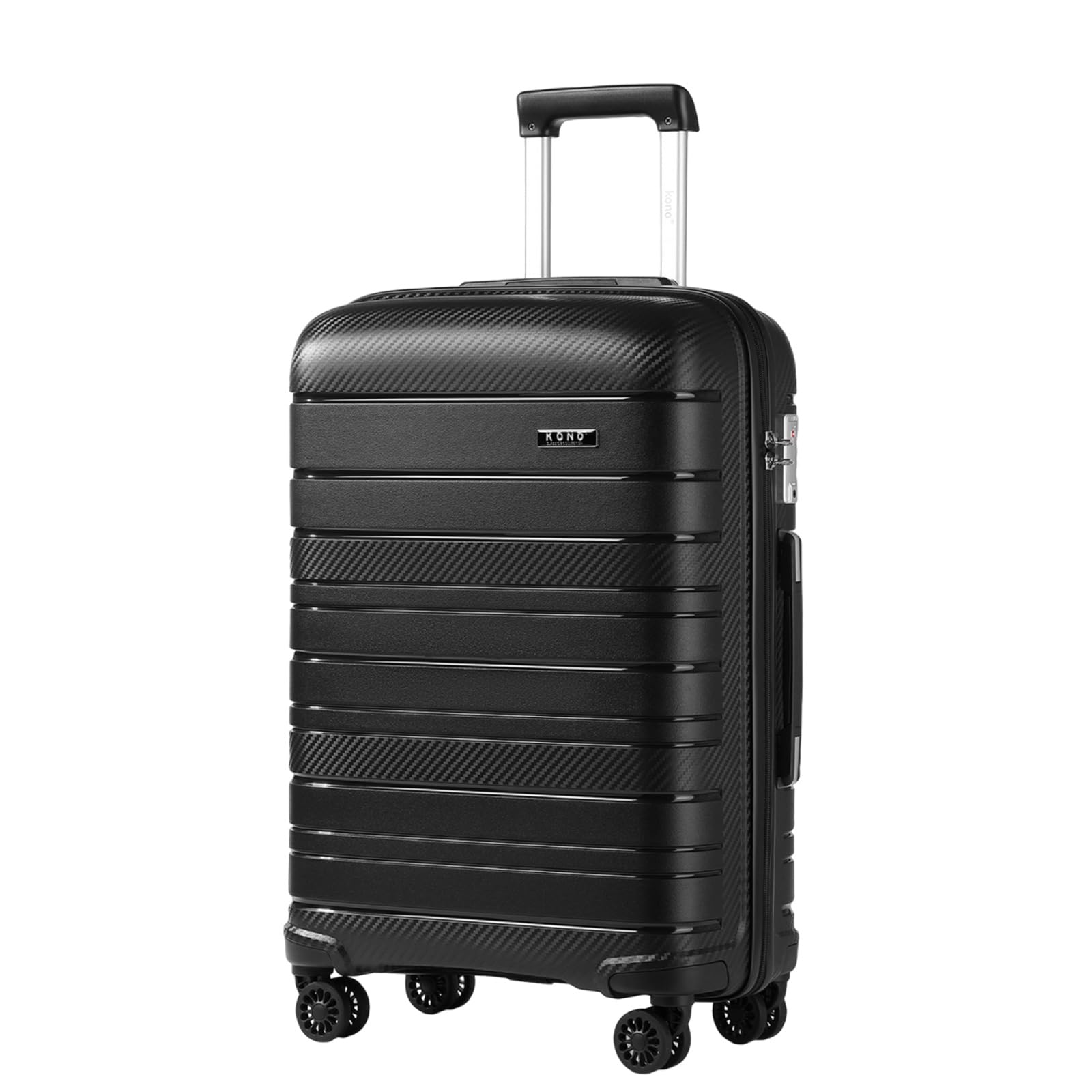 KONO Valigia Grande 76 cm in PP Rigido, Trolley Leggero con Serratura TSA, Ruote Doppie 360° e Manico Regolabile, Valigia da Viaggio (76 cm, Nero) | Guscio Rigido in PP, Ruote Doppie a 360°, Serratura TSA, Manico Regolabile, Interni Organizzati