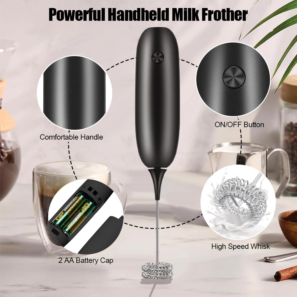 Elektrische Melkopschuimer, Handheld Melkopschuimer Staaf Voor Koffie Latte Macchiato Cappuccino Matcha Werkt Op Batterijen Koffiemixstaaf Zwart 2122580938