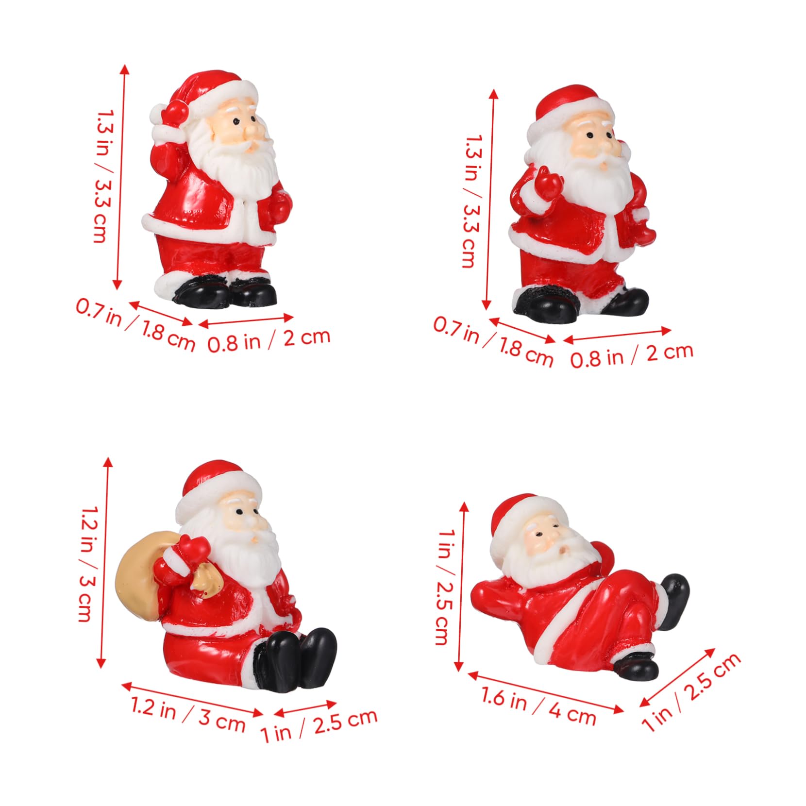VALICLUD 12stücke Weihnachtsmann Figur Mini Weihnachtsmänner Kunststein für Weihnachts-mikrolandschaft Weihnachtsbaumschmuck Tischdekoration Zufälliger Stil