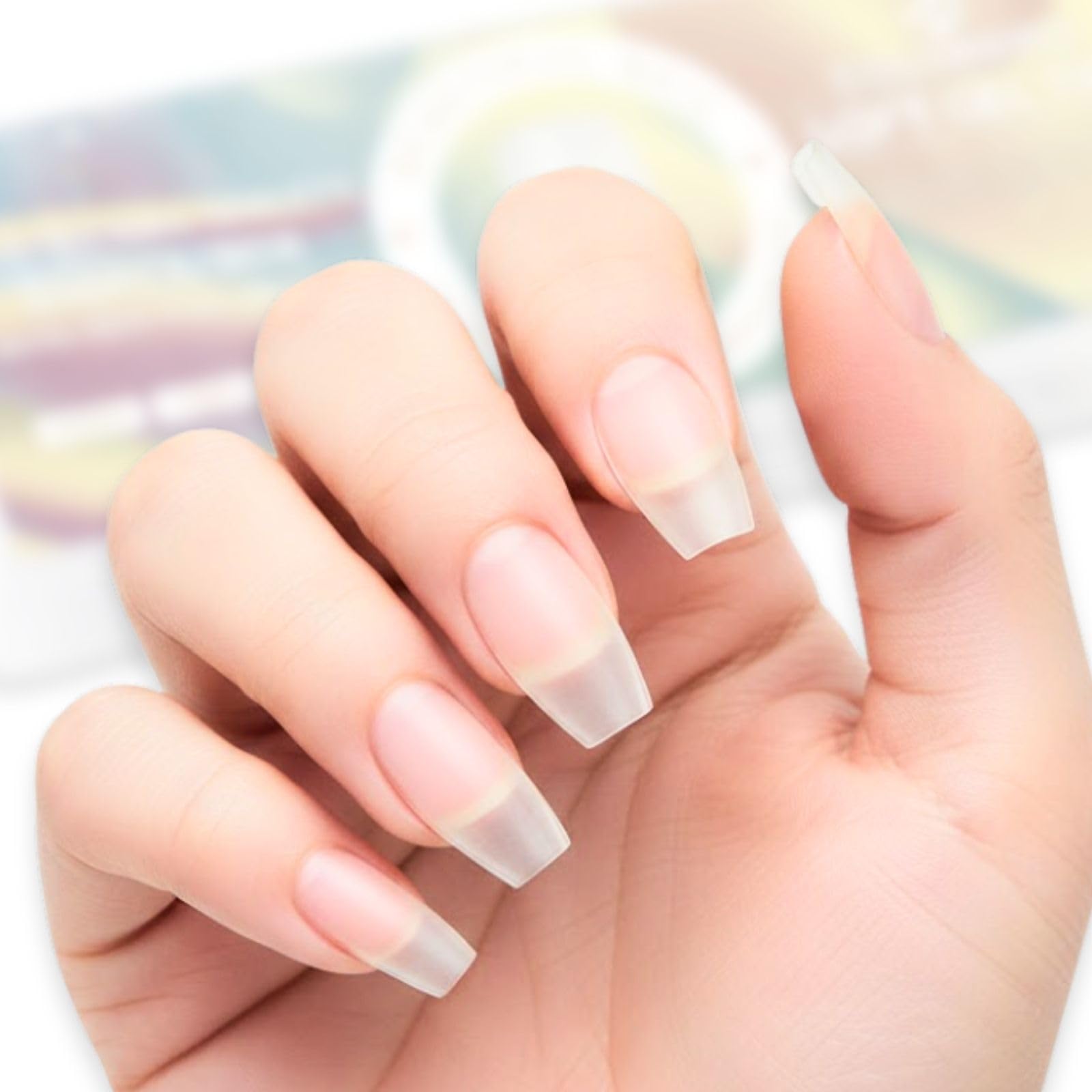 COLORBIRD ネイルチップ 超薄 ショート クリア サンディング 自然なフィット感 つけ爪 (バレリーナS, 300pcs)