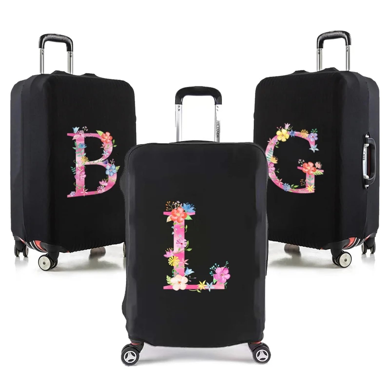 Coperture per valigie Custodia Protettiva Elastica for Bagagli Lettere Rosa Stampate Accessori da Viaggio Custodia Protettiva for Trolley for Valigia da 18-32 Pollici(8pink Q,XL)