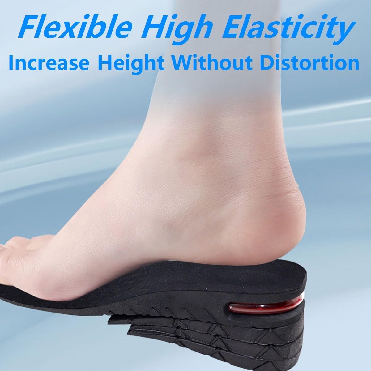 Kiuiom Semelles Rehaussantes 3–7,5 cm Unisexe – Coussin d’air 4 couches, PVC respirant, découpe 35-44, confort longue durée - Description