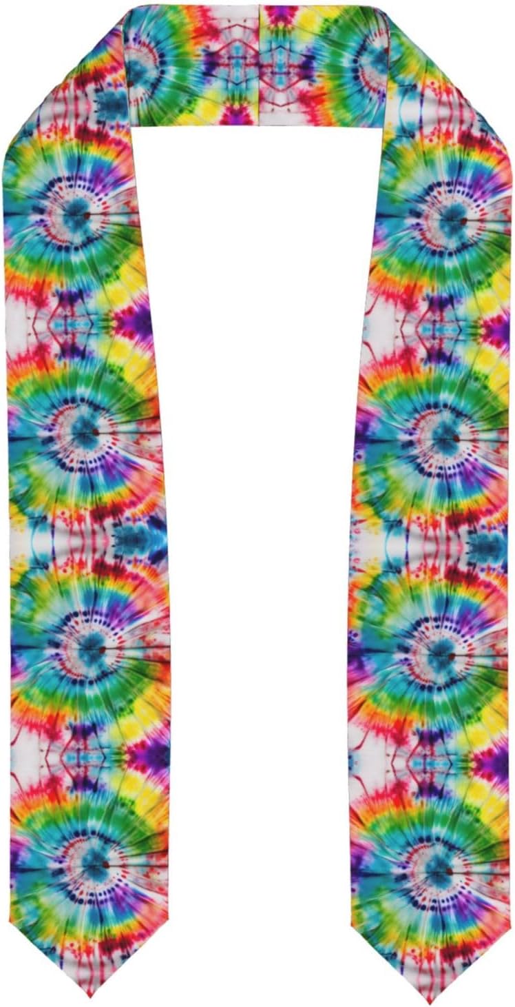 Tie Dye Hippies Print Graduation Stole,Honor Stole,Graduation Sash, Unisex Adult 72" For Academic Commencements