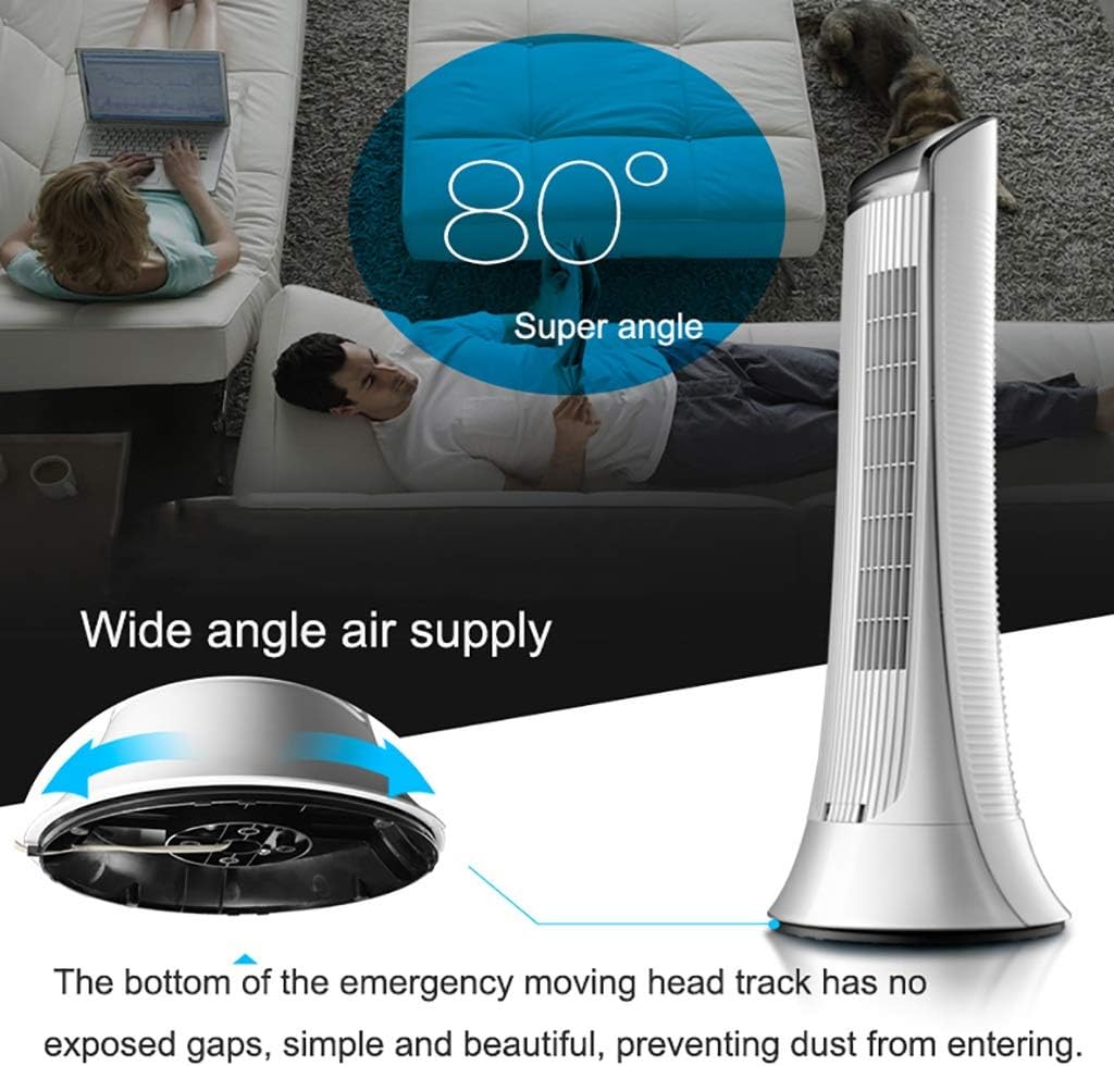 Tower Fan Home Vertical Air Cooler Floor Fan Powerful Cooling Office Quiet Leafless Fan Anti-Dump Design White 106 x 33 x 34 cm