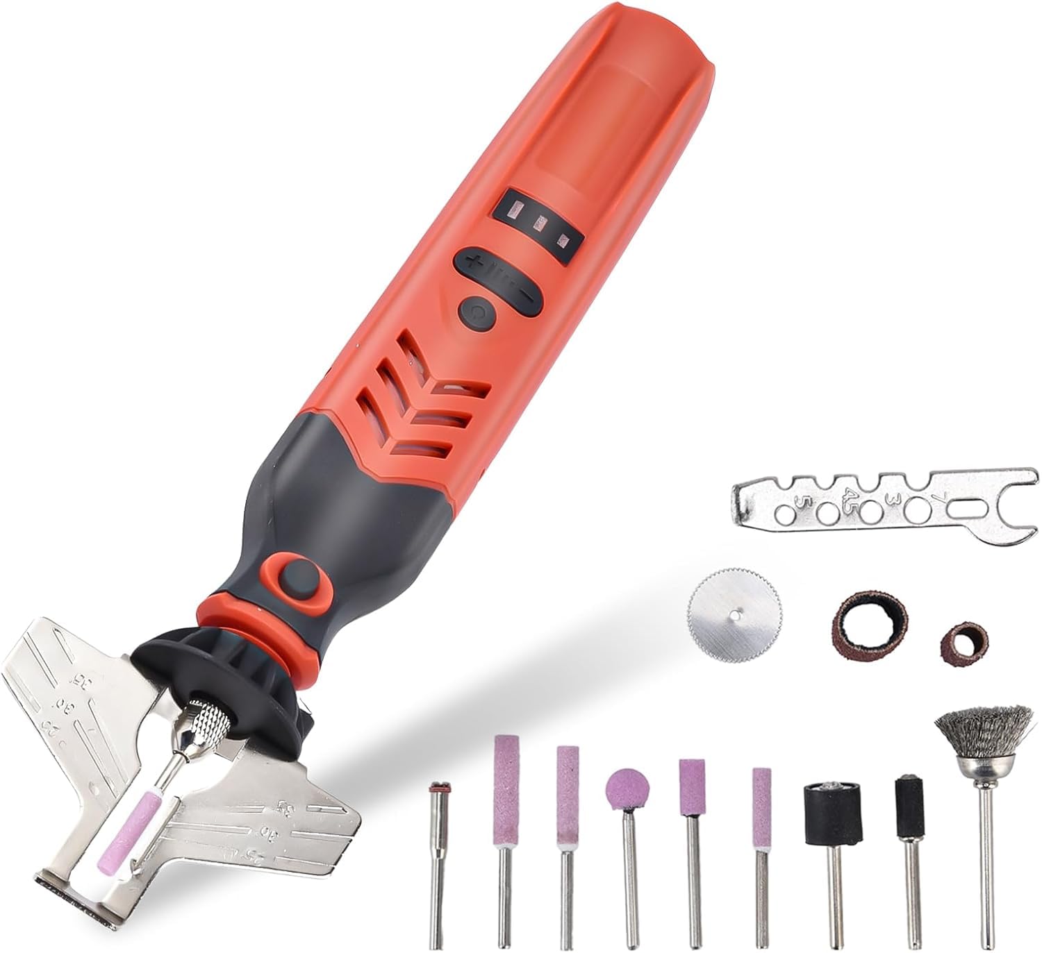 Kit per Affilare Motosega Elettrica, DC 3.6V USB Affilacoltelli per Motoseghe Wireless Affilatura per Motoseghe a Mano per Affilare Catene e Taglio e Lucidatura di Pietre (Rosso)