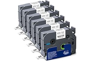 Absonic 6X 12mm 0.47" Laminated Compatible for Brother P Touch Label Tape Tze-231