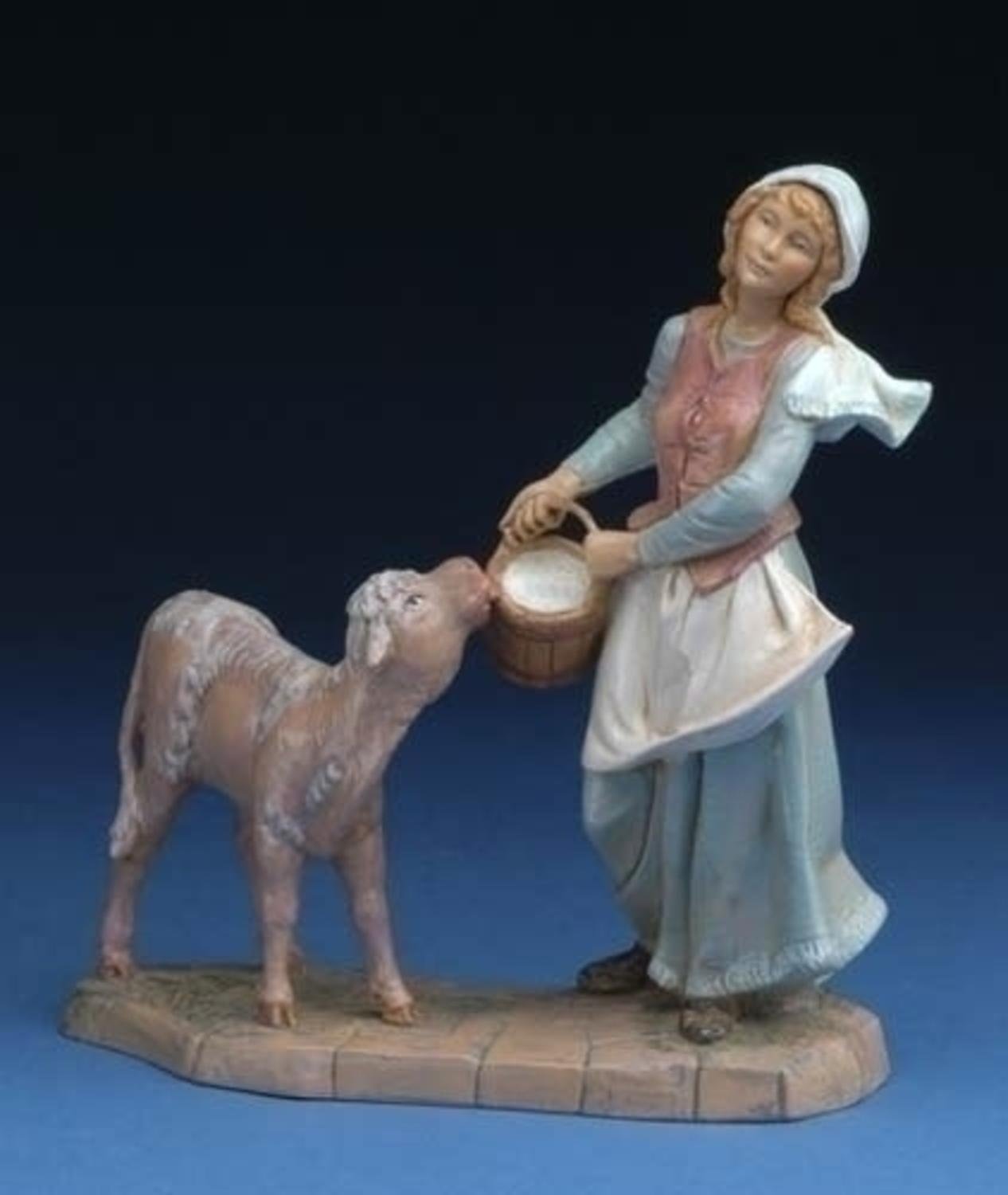 Fontanini 7.5" Julia Villager with Calf Christmas Nativity Figurine #52889