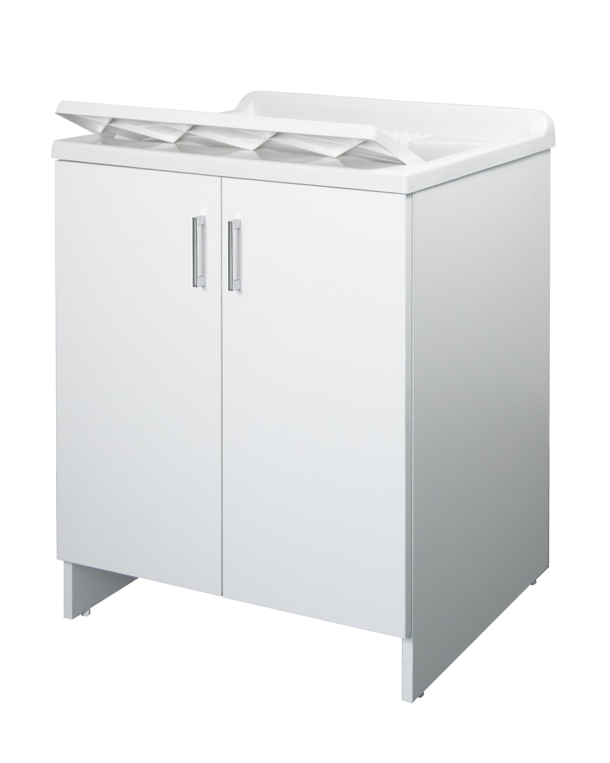 Negrari, Lavatoio Lavapanni in Nobilitato, Kit di montaggio, Vasca resistente agli acidi, Kit di scarico incluso, Interno e Esterno, L60 x P50 x H85 cm, Bianco
