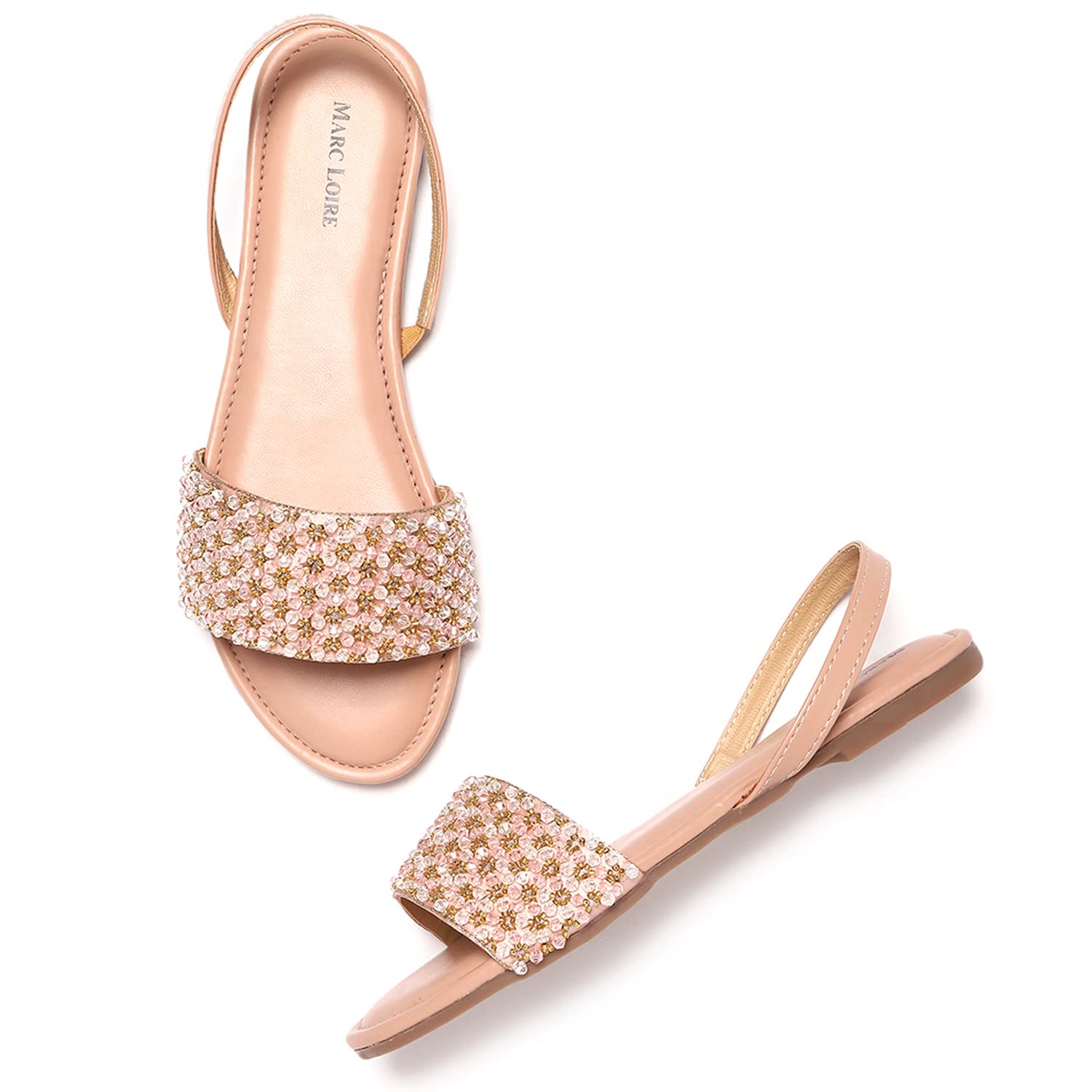 Marc Loire Womens Pair of Embellished Nude Indo-Western Flat Fashion Sandals, 5 UK (B09K5F9TN9) Amazon Price History, Amazon Price Tracker
