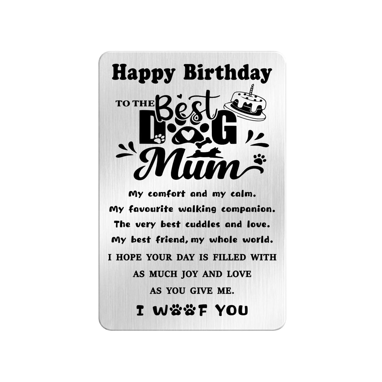 Hewonnn Dog Mum Birthday Card from Dog - Happy Birthday Dog Mum Wallet Card, Stainless Steel Mother Bday Gift from Dogs