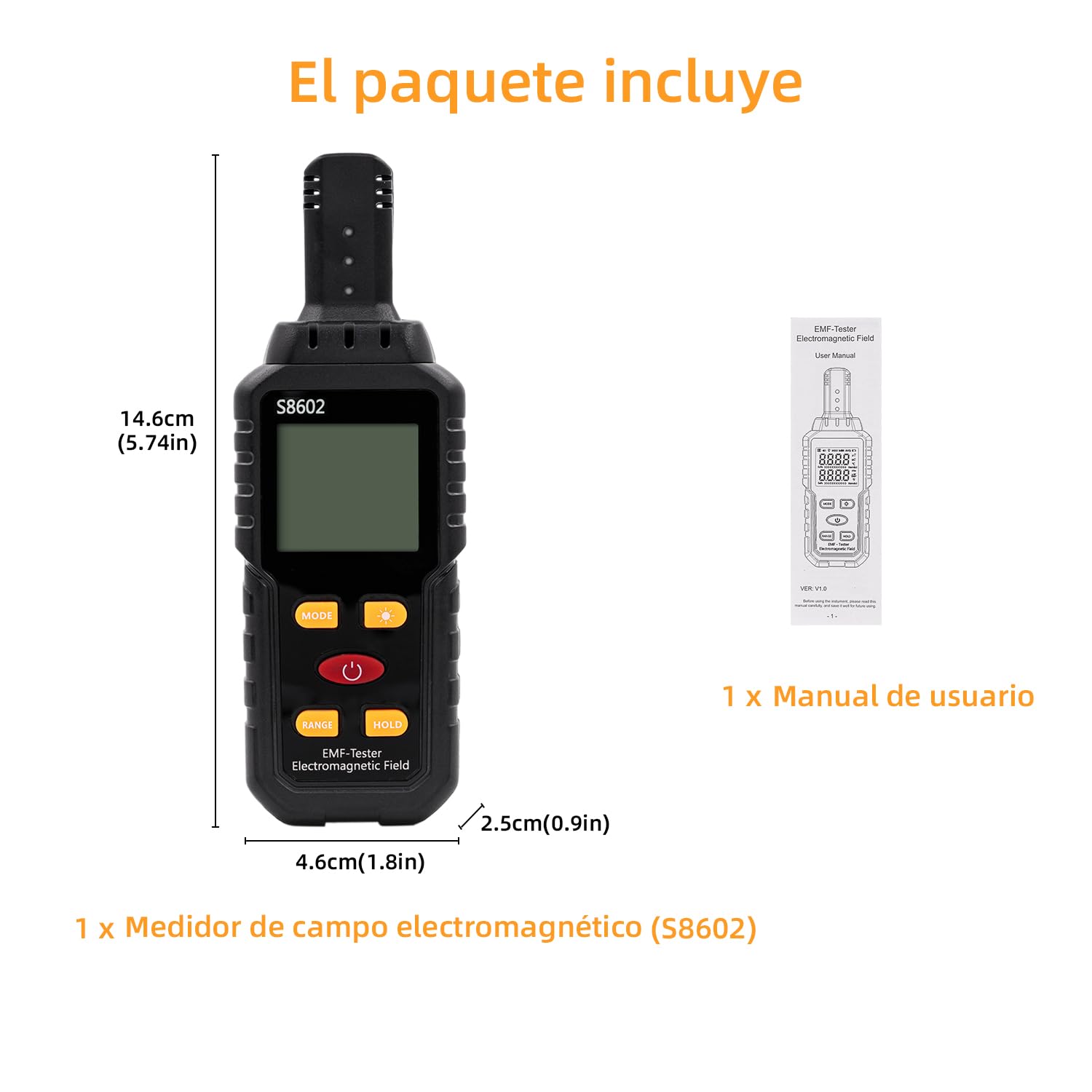 Mcbazel 3 en 1 Medidor Digital EMF, Probador de Radiación Electromagnética con Pantalla LCD retroiluminada, Dispositivo LCD portátil, Mini Detector EMF para uso en el Hogar, Oficina, Exteriores