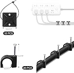 SOULWIT 200PCS Kit de gestion des câbles,4 Câblodistributeurs,37 Câblodistributeurs,7 Porte-câbles,10 Monts de fermeture à glissière,20 Câblodistribution des ongles,100 Attaches de fixation de câble,20+2 fils de câbles TV PC Ordinateur sous bureau