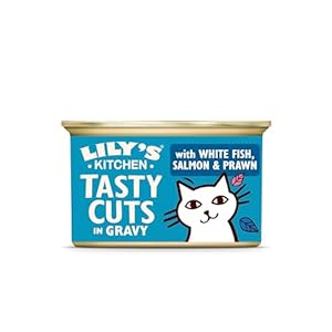 Lily’s Kitchen Made with Natural Ingredients Tasty Cuts in Gravy with White Fish, Salmon and Prawn Adult Wet Cat Food 18 x 85 g