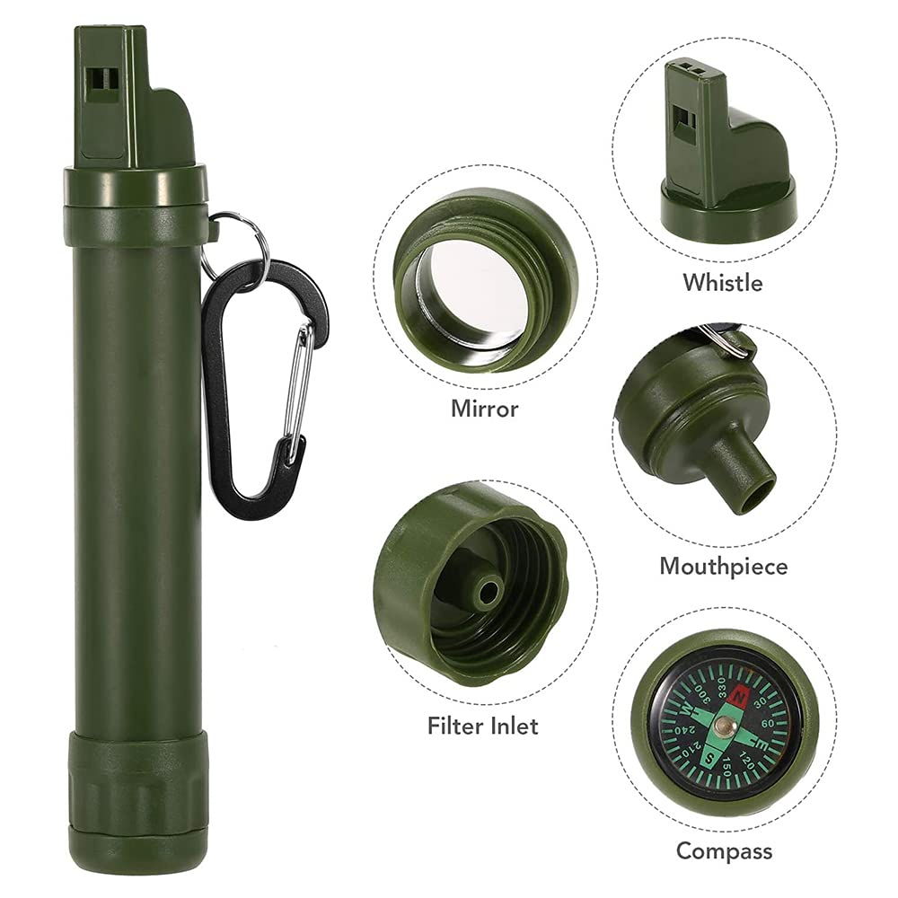Filtre à Eau Portable Compact 1500L,Purificateur D'eau Randonnée Filtre Eau Personnel,Paille Filtrante Survie,Filtre à Eau D'urgence Ultra-Léger de 0,01 Micron pour Le Camping en Plein Air Randonnée