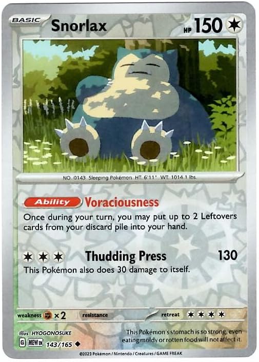 Pokemon - Snorlax 143/165 - Pokemon 151 - Reverse Foil - Single Card