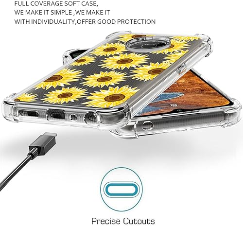 Miniatura 6 de Osophter Funda para Nokia G300 con 2 protectores de pantalla Flower Floral para niñas y mujeres, absorción de golpes flexible de goma TPU cubierta