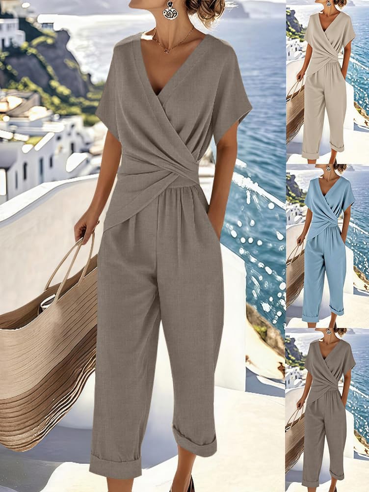 shownicer Damen Zweiteiler Outfits Elegant Sommer 2 Teiler Kurzarm Top Und Hose Freizeitanzug Casual Zweiteiler