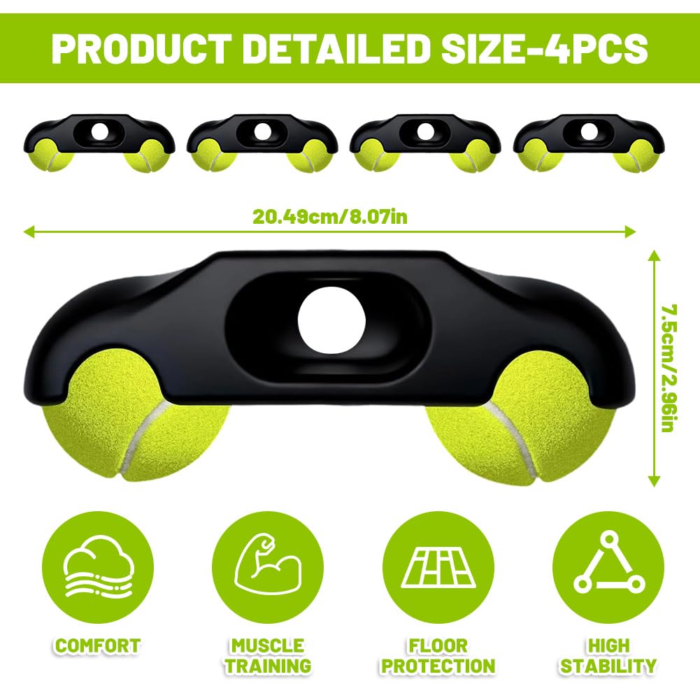 Rocker Plate Feet, adattatore per allenamento indoor Cycling Snap Rocker Feet per palline da tennis, adattatore per piedi da tennis, con 8 palline da tennis per Wahoo Kickr Core 2