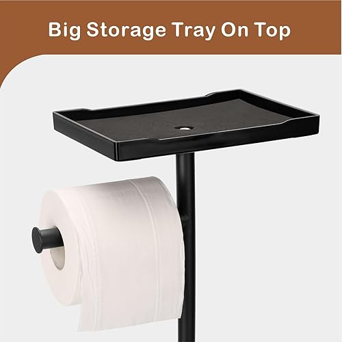 Miniatura 7 de Kingmate Soporte de papel higiénico independiente con estante para teléfono, capacidad para 5 rollos de papel, soporte para rollo de papel de seda