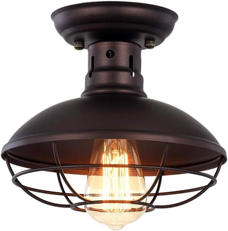 EmyTockVintage Metal Industrial Chandelier,E27 Industrial Retro Pendant Light Wide Ceiling Lighting Chandelier 1-Light Coffee