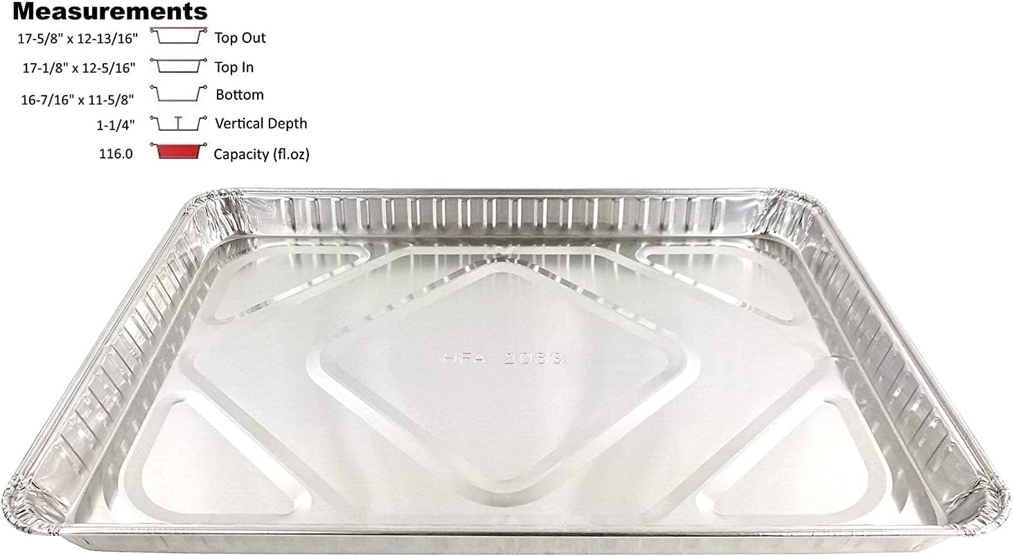 Handi-Foil Half 1/2 Size Sheet Cake Aluminum Foil Pan w/Clear High Dome Lid (Pack of 20 Sets)