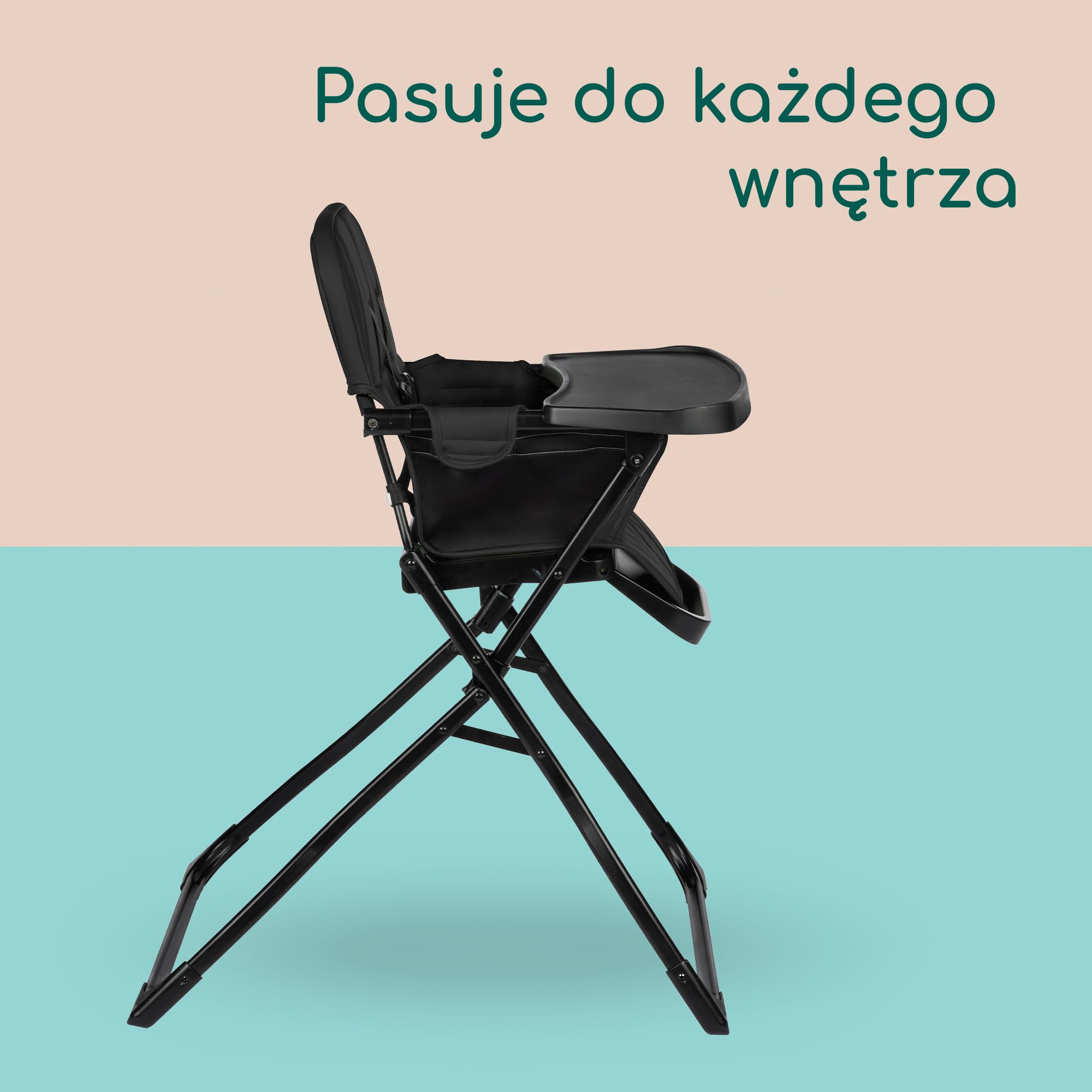 Bebeconfort Lily, Krzesełko do karmienia, 6–36 mies., 9–15 kg, ultra kompaktowe składanie, lekkie (4 kg), łatwe do czyszczenia, miękka wyściółka, składanie jedną ręką, Tinted Graphite