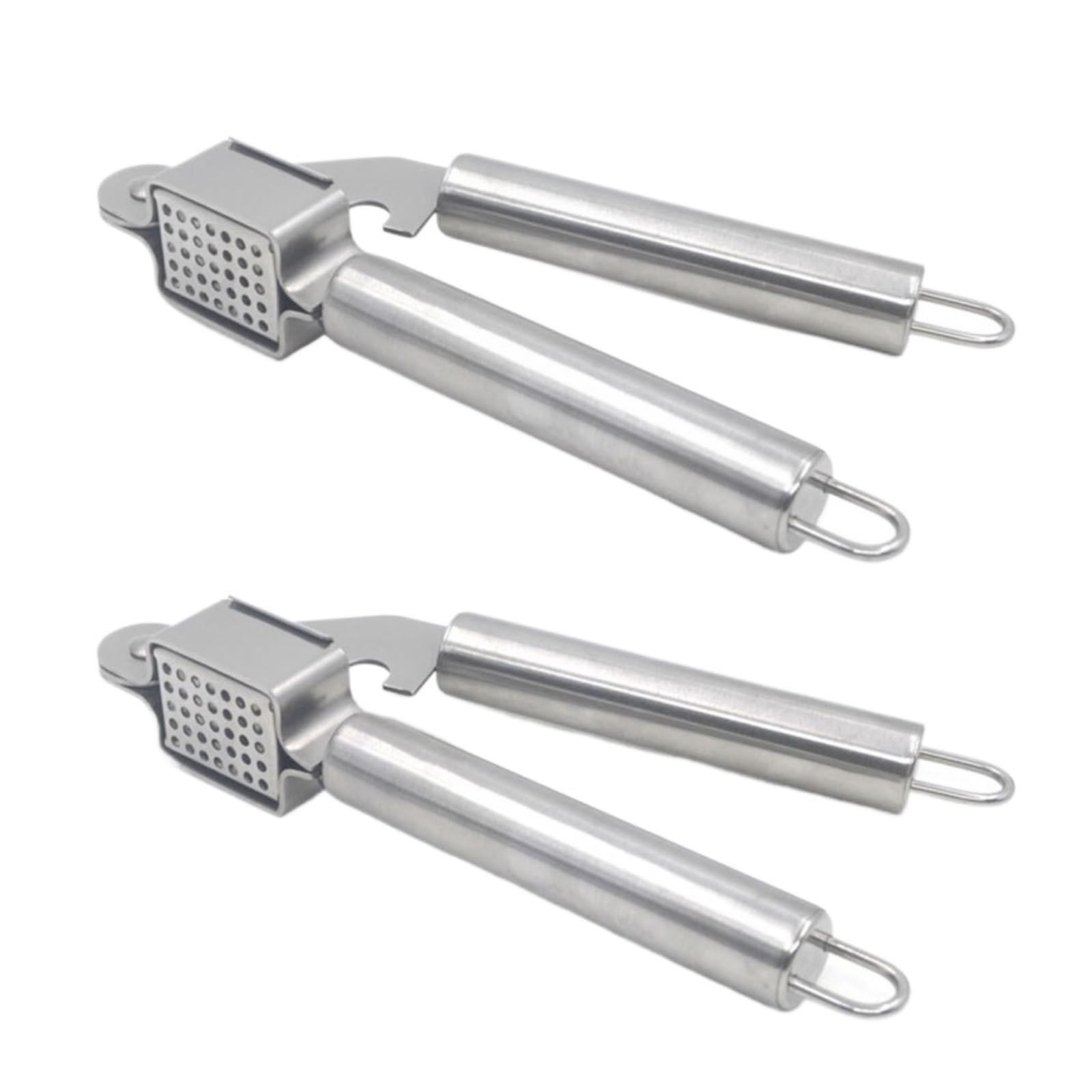 Generisch Knoblauchpresse aus Edelstahl – hochwertiges Set Fleischwolf, Zerkleinerer und Schäler(2-Pack)