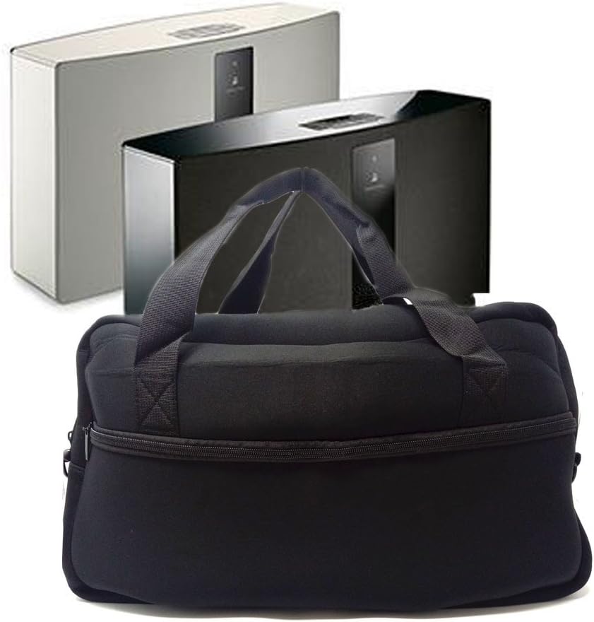 Carrying Case Storage Cover for Bose SoundTouch 30 Series II /III Wireless Speaker Music System Neoprene Water-resistant with Handle Straps and Extra Bag for Adapter