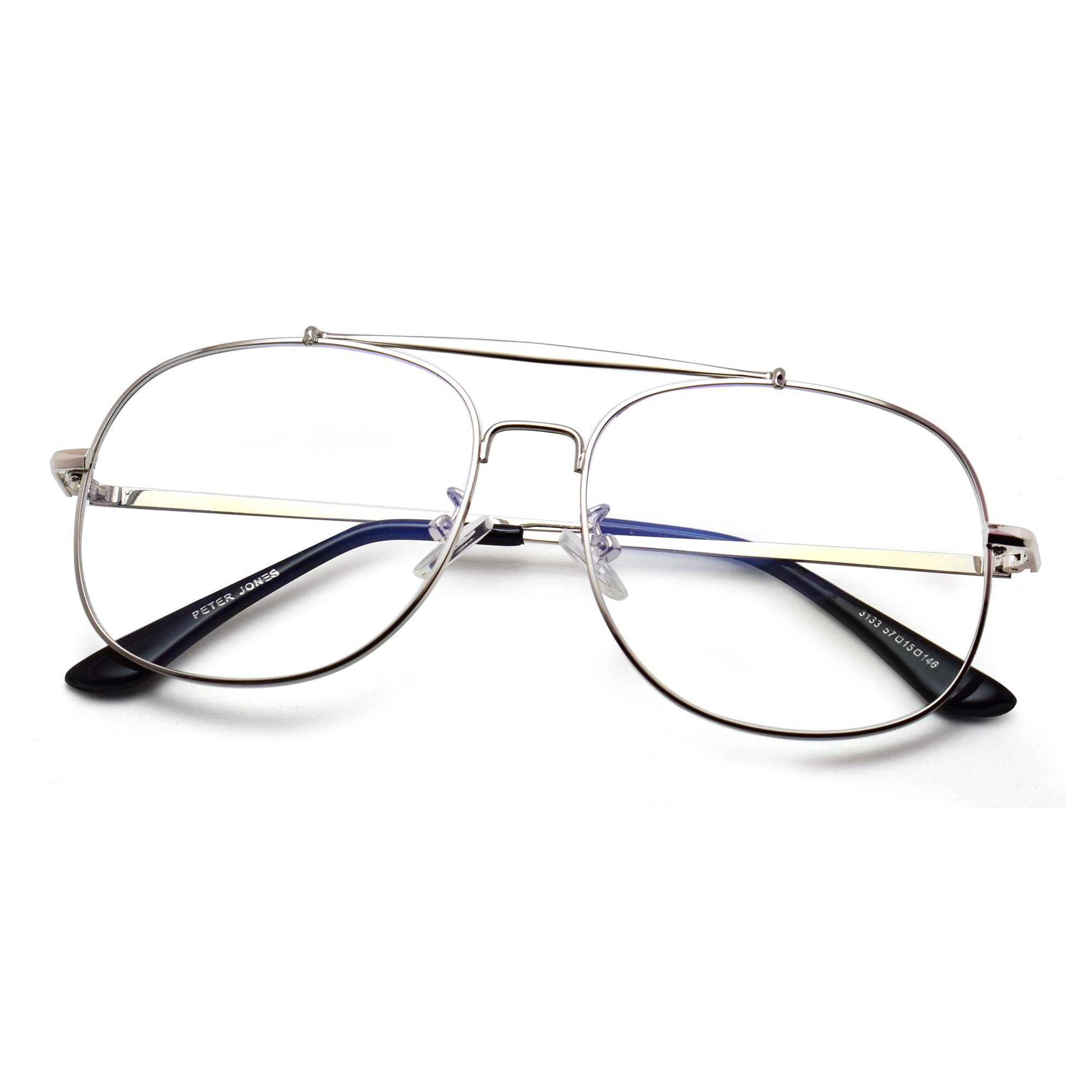 Peter Jones Square Medium Computer Glasses for Men Women with Zero Power Blue Light BlockingLenses (SIZE MEDIUM) AG234