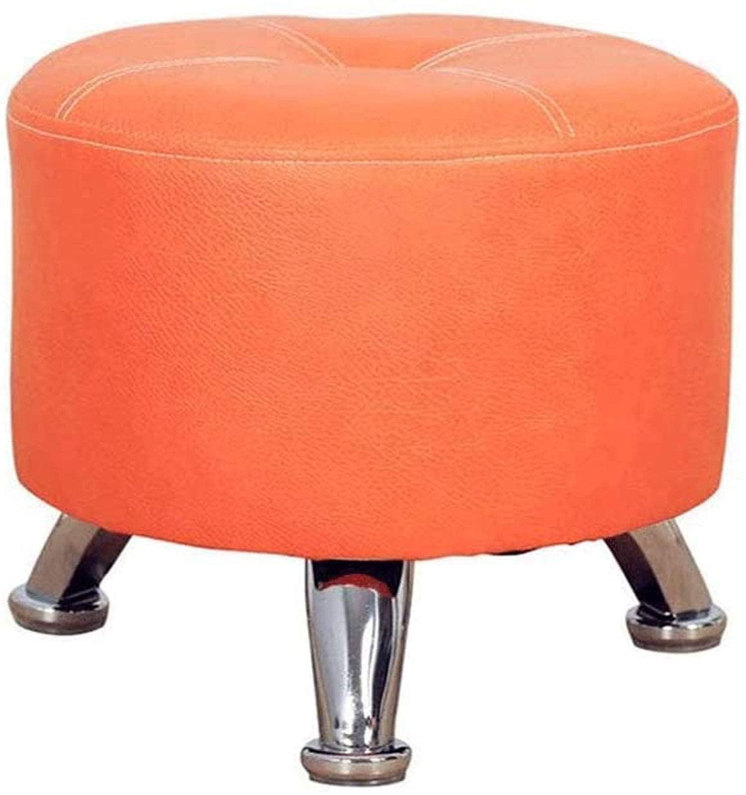Tabouret élégant rond pour coiffeuse, assise compacte orange