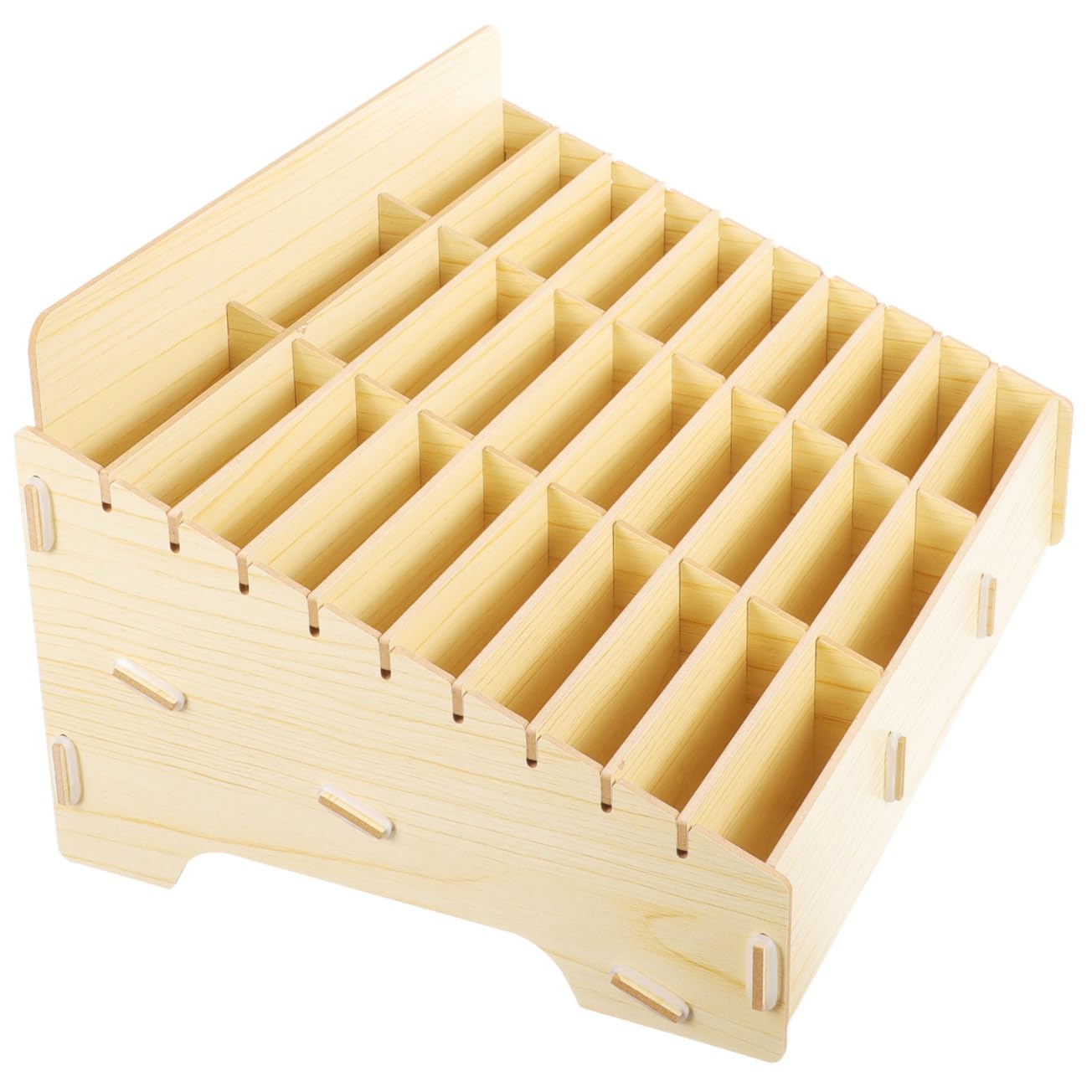 Operitacx Wooden Desktop Storage Box Cell Phone Holder with 30 Compartments Strong Load-bearing and Desk Storage Container for Home Office Organizing for Stationery and Mobile Devices โ image 1