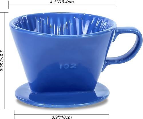 Miniatura 5 de LHUKSGF Pour Over Ceramic - Cafetera de cerámica con 3 agujeros de fondo plano, cono de filtro lento de porcelana para viajes, camping, oficina,