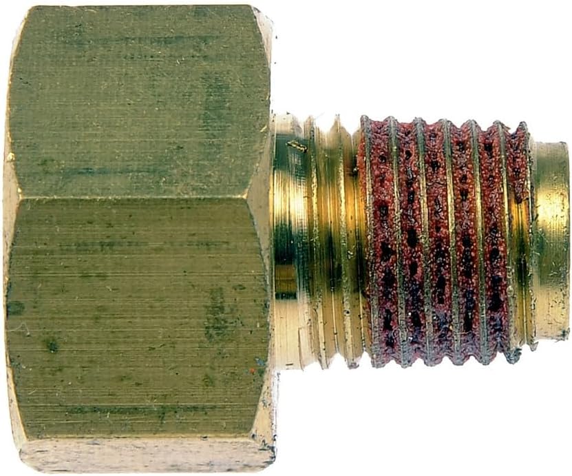 KarParts360 For Dodge Ram 2500/3500 1994 Transmission Oil Cooler Line Connector | Brass | Straight Angle | Male Thread End 1 | Female Thread End 2 | Thread Sealer Present | Replacement For 52028764AA