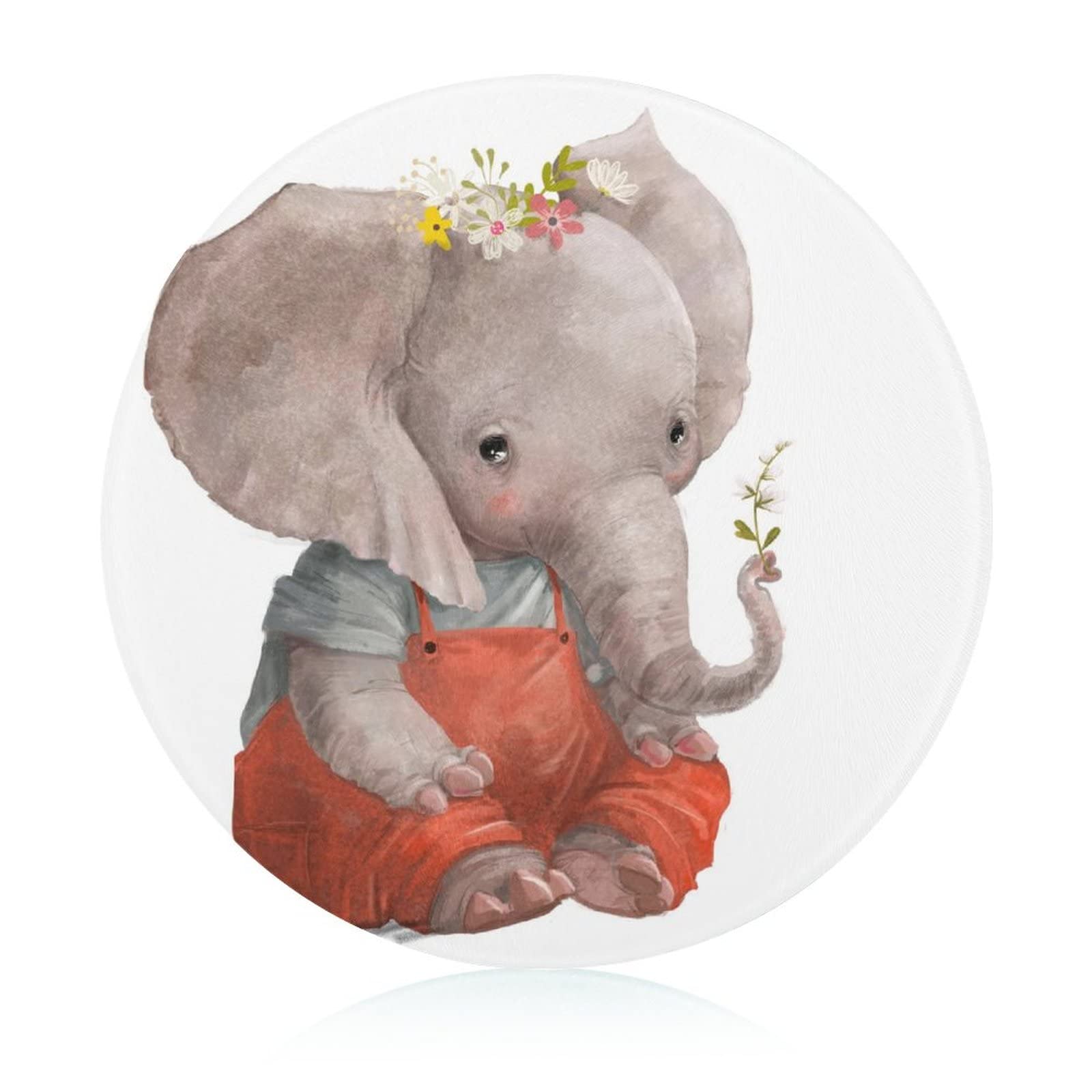 Planche à découper en verre trempé Eléphant antidérapante 20 cm pour la cuisine