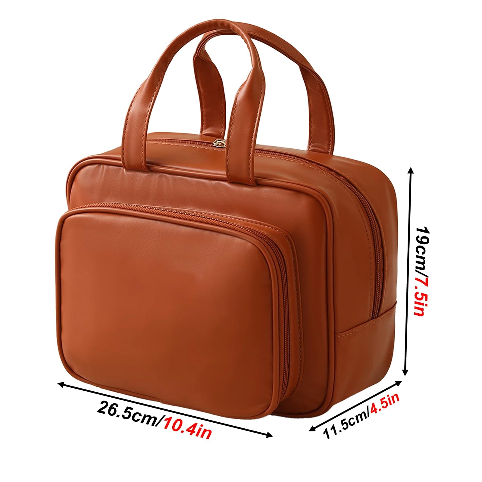 Borsa Cosmetica, Borsa da Toilette da Viaggio Morbido e Resistente All'acqua per Donna, con Scomparti Multipli e Ampia Capacità, Ideale per Cosmetici Articoli di uso Quotidiano(Brown)
