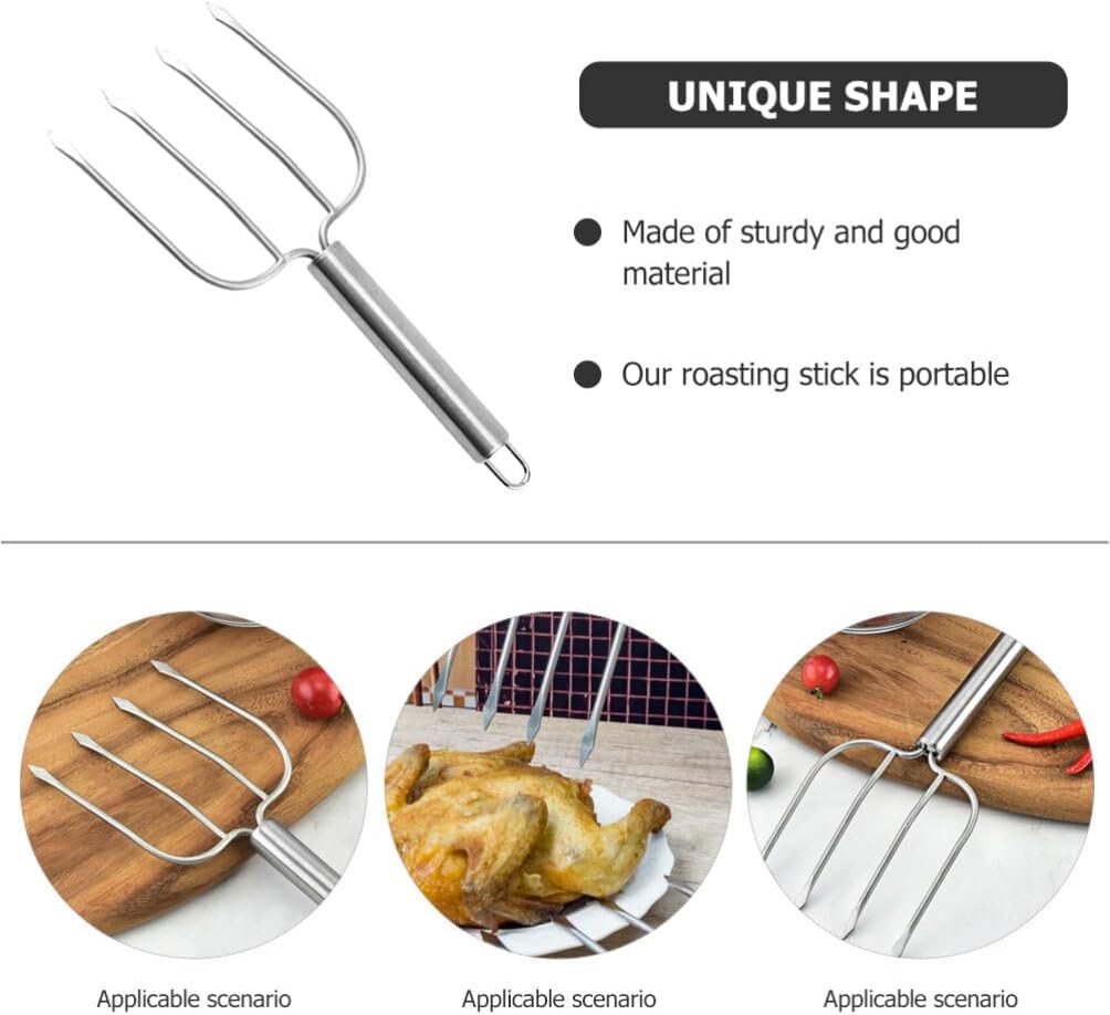 Stainless Steel Bbq Fork Carving Fork for Grilling Outdoor Cooking for Meat Vegetables Picnic Long Handle for Easy Use