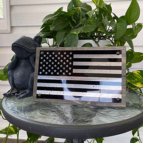 Anvevo 12 Inch Metal Tactical American Flag On Wood – Wood Metal Wall Décor Art Gifts For Men Hanging Signs For Home, Man Cave, Office – Stylish Aluminum Mounted On Wood - Made In The Usa #TOP4