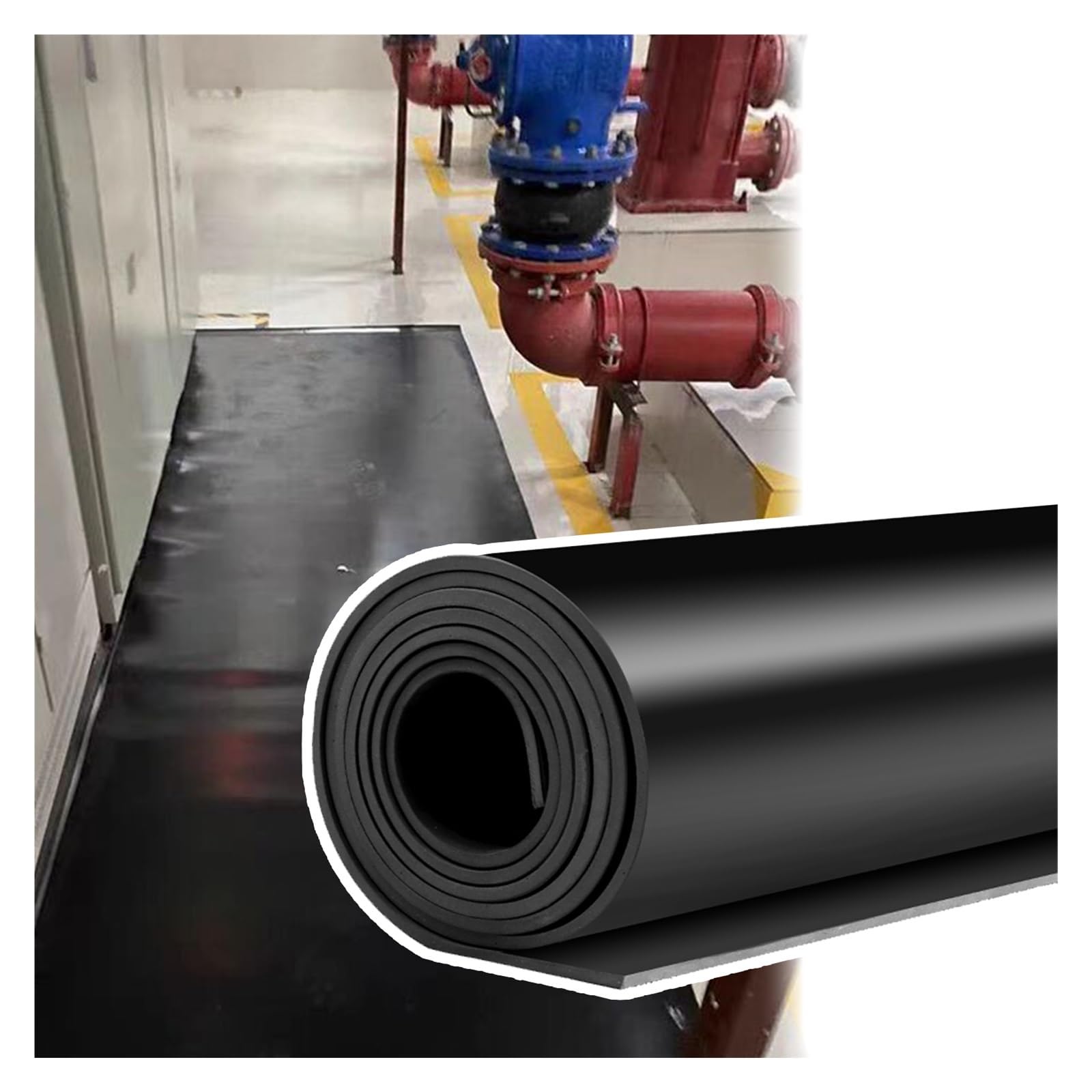 ERRULAN Large Insulating Rubber Floor Mats, Distribution Room Rubber Floor Roll for Power Electrician, Distribution Room/Workshop Waterproof Safety Mat Insulated(1/8 in,7ft)