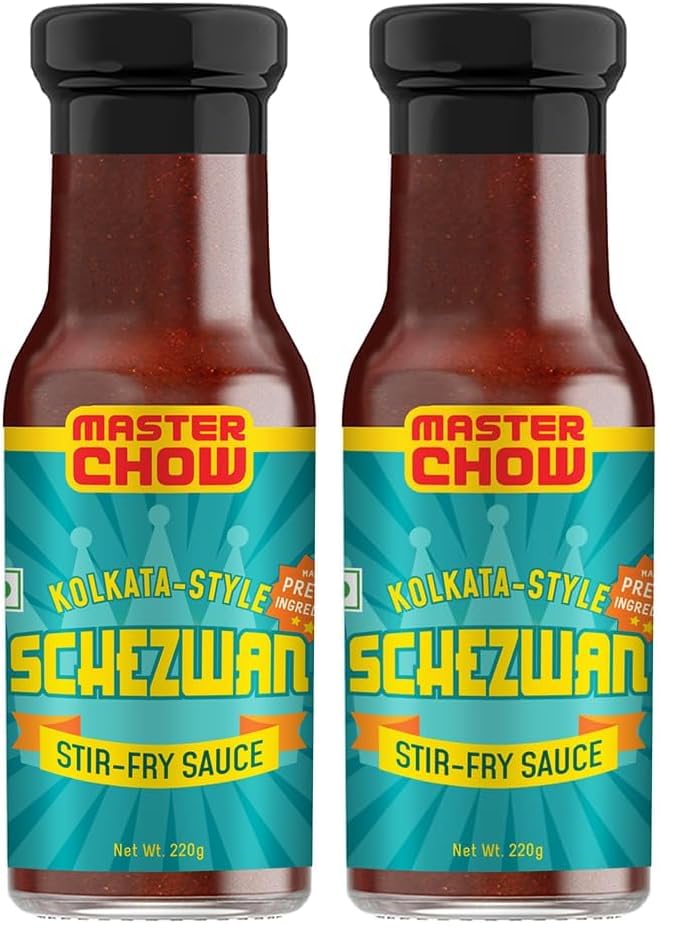 Image of MasterChow Kolkata King Spicy Schezwan Stir Fry Cooking Sauce (220gm) |No Artificial Color | Fresh From the Kitchen | Get Restaurant Style Taste in Just 10 Minutes | Serves 4-5 Meals (Pack of 2)