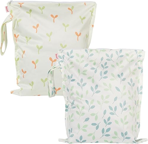 HECCEI Bolsa para artículos húmedos y secos, paquete de 2 bolsas reutilizables impermeables para trajes de baño y ropa de bebé, bolsas húmedas de