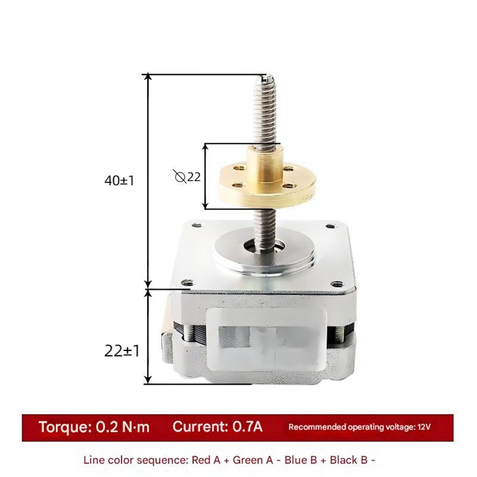 39 Motor de tornillo trapezoidal elevación Altura 22 mm T5 Cable 2 Accesorios for equipos automatización motor