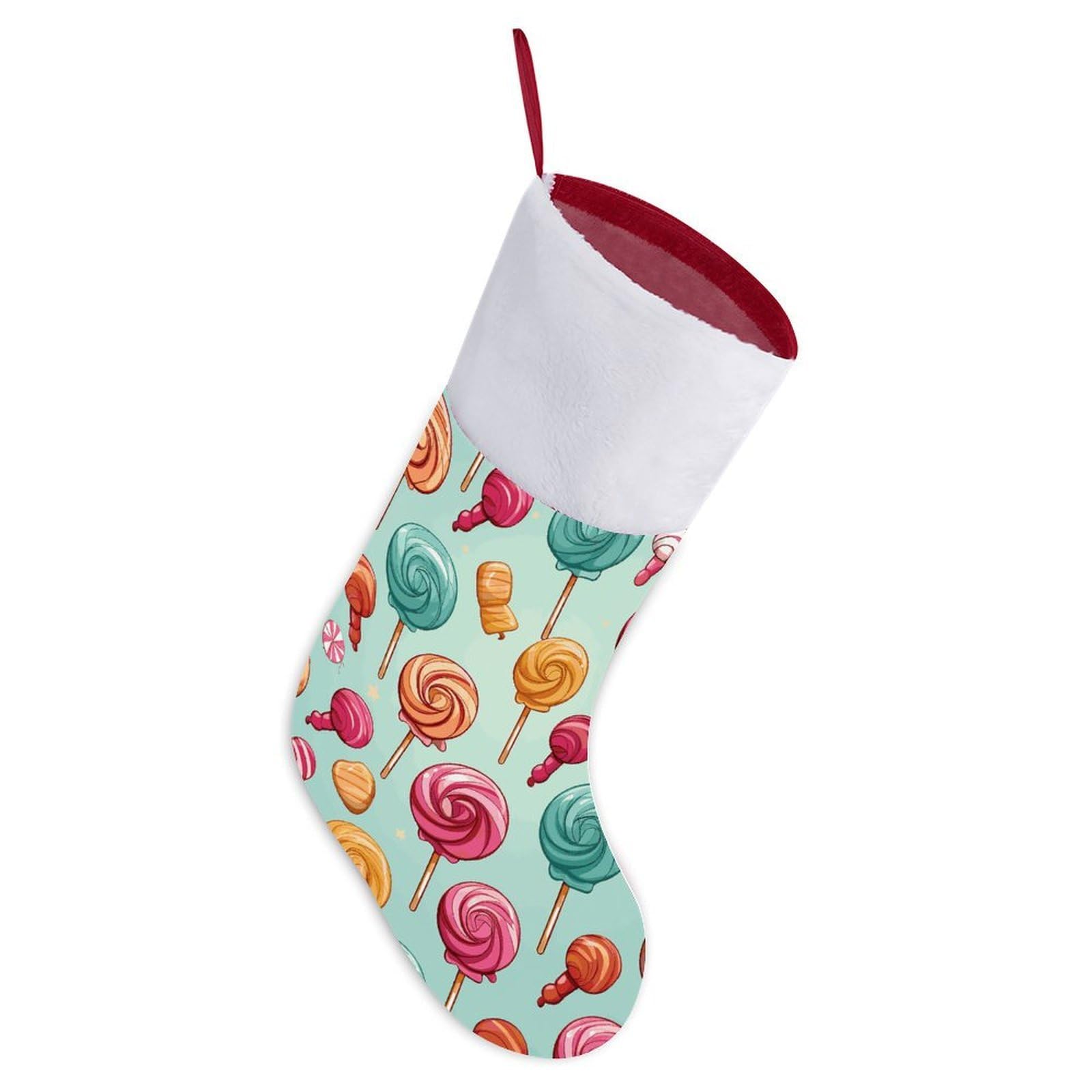Candy Christmas Stocking Comfortable Super Soft Plush Cuff Christma Stocking Xmas Eve Party Fireplace Tree Gift Decoration Socks for Family Holiday Party Gifts