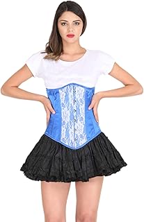 Longline Corset - Disfraz de Red de satén para Halloween, Color Azul