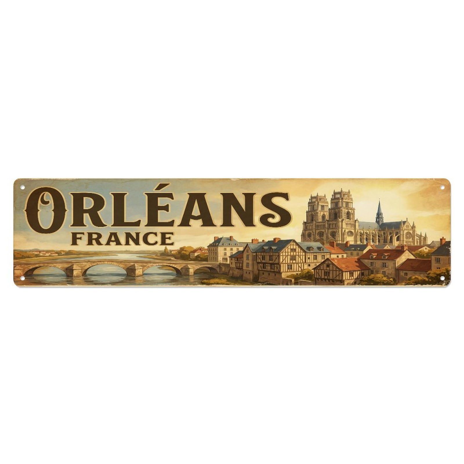Tgrcjimh Style Metal Tin Sign Retro Travel France Orleans