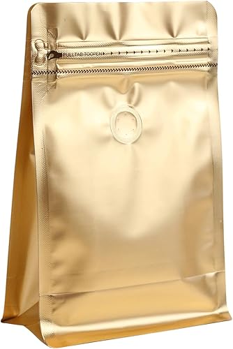 BAAGGNAA Paquete de 60 bolsas de café de alto grado de barrera con válvula ventilada, cierre hermético metálico mate, bolsas de color sólido