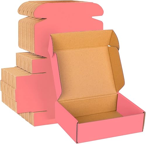 Cajas corrugadas de cartón rosa, 7 x 5 x 2, paquete de 30 cajas de envío pequeña