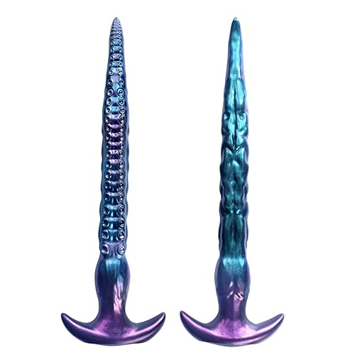 Silicone Anal Sex Toy Extra Long Dildo Octopus Tentacle Butt Plug Liquid Silicone Soft Monster Dildo G-spot Sex Toy for Men and Women (L)
