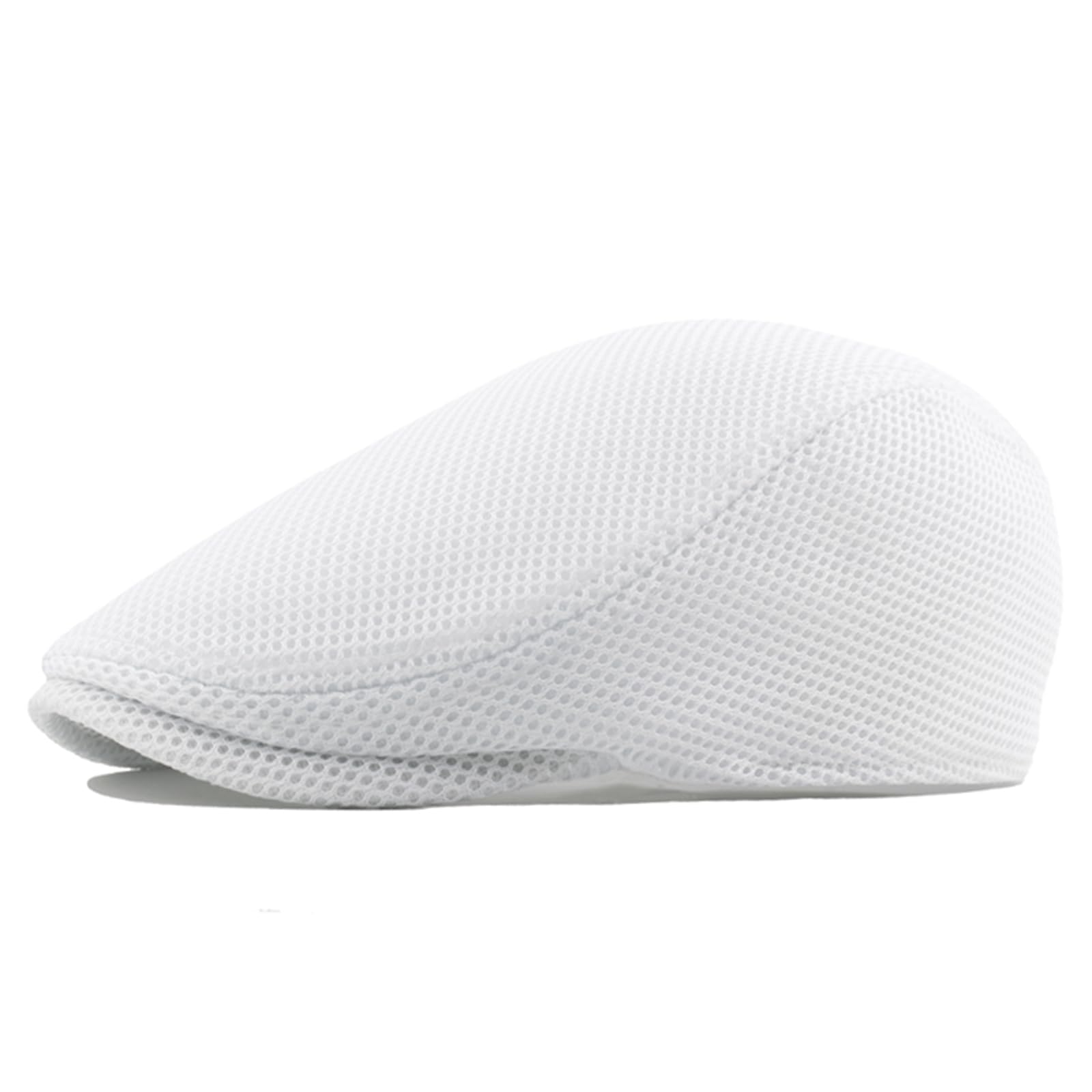 meioro Men's Mesh Flat Cap Summer Breathable Newsboy Hats Beret Ivy Cap Gatsby Irish Cabbie Driving Hat Full Head Wrap White