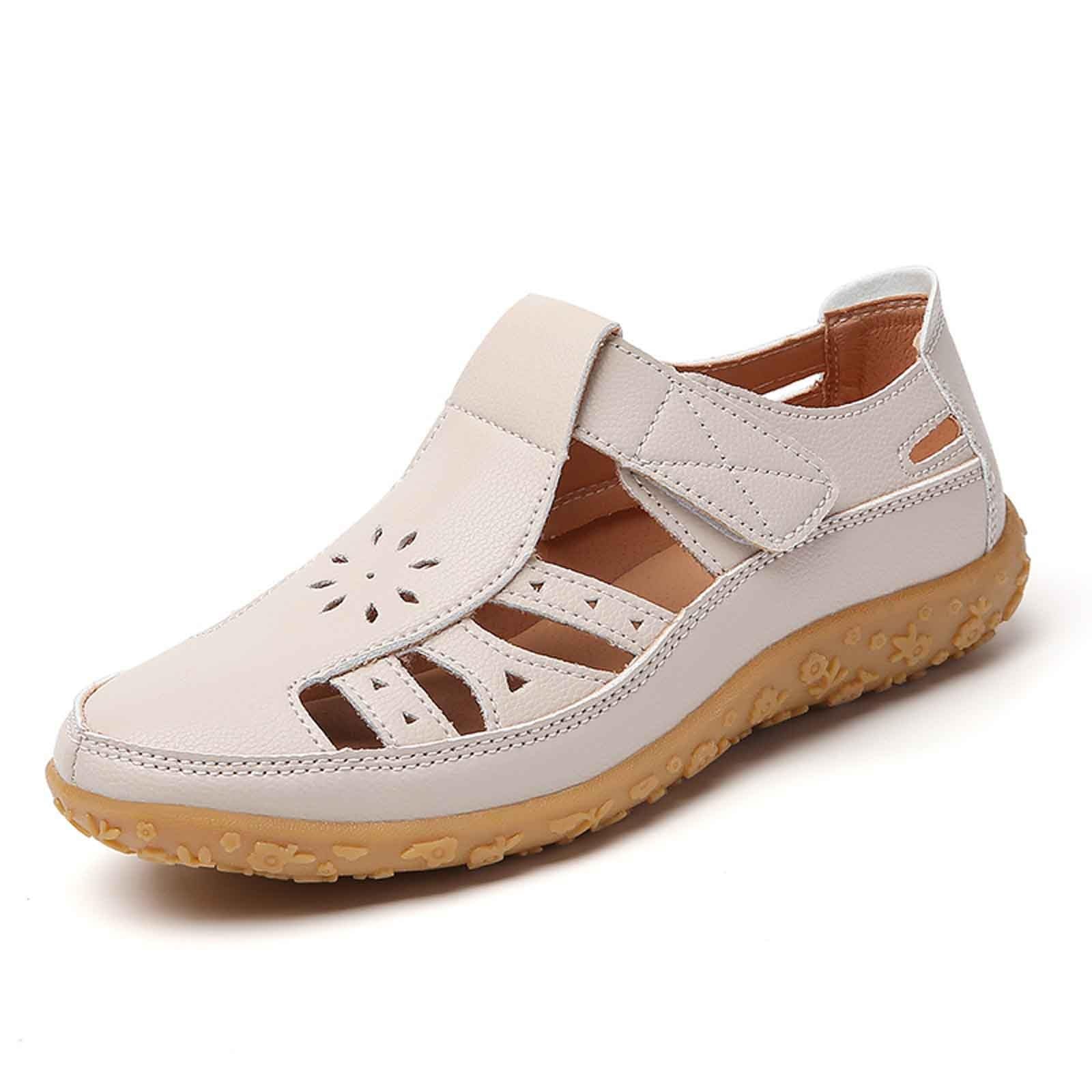 Generisch Sandales confortables pour femme pour le quotidien - Bout fermé - Design de talon respirant - Ouvertures - Fermeture idéale pour les tenues d'été décontractées